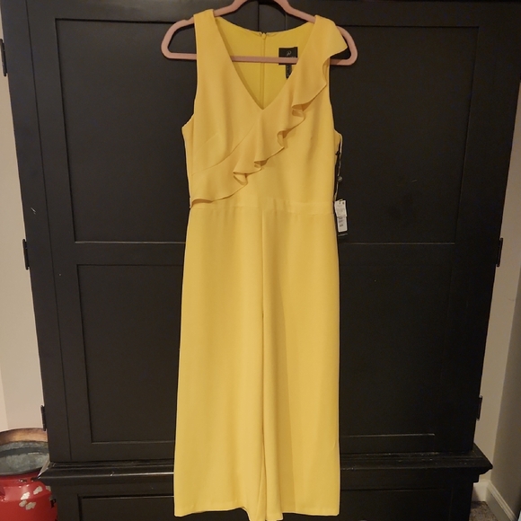 Adrianna Papell Dresses & Skirts - Adrianna Papell Yellow Ruffle Jumpsuit